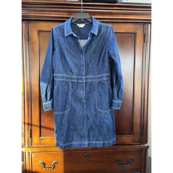 Boden 10 Petite Hattie Denim Blue Shirt Dress Button Up Pockets - Picture 2 of 7